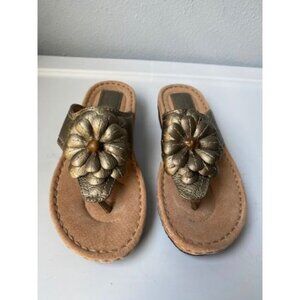 Clark's Women's Sandals Sz 7 Leather Metallic Gold Bronze Latin Cha Cha 1.5"